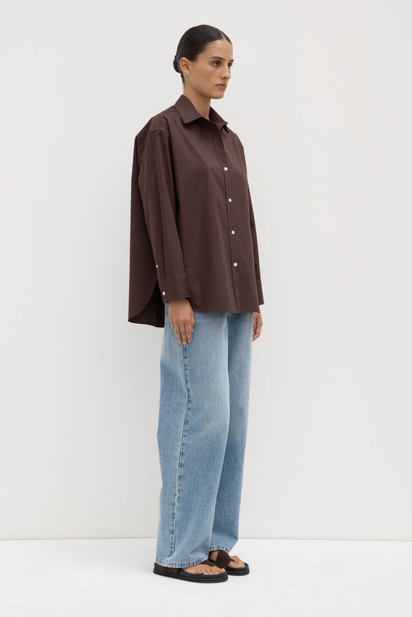 Assembly Label | Marigold Poplin Long Sleeve Shirt - Ganache