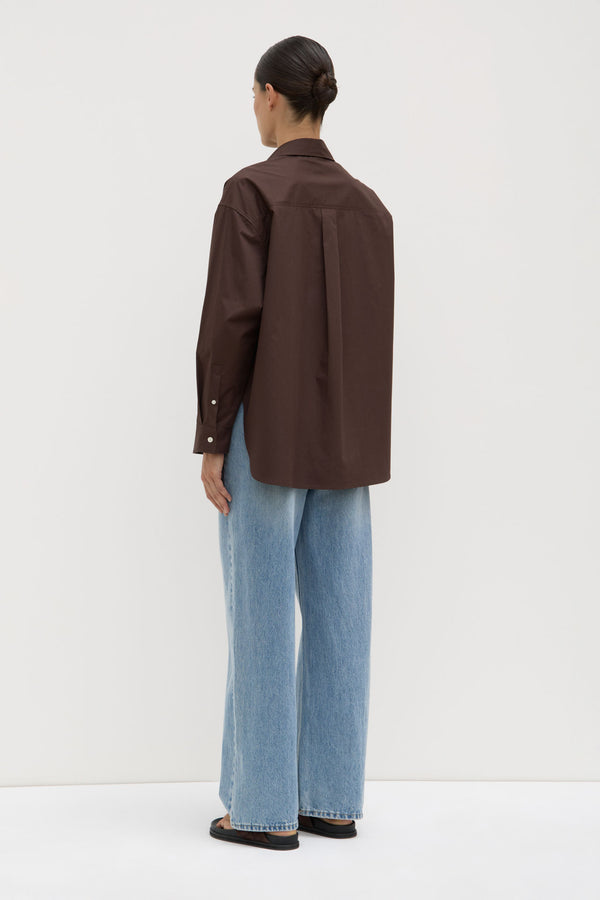 Assembly Label | Marigold Poplin Long Sleeve Shirt - Ganache