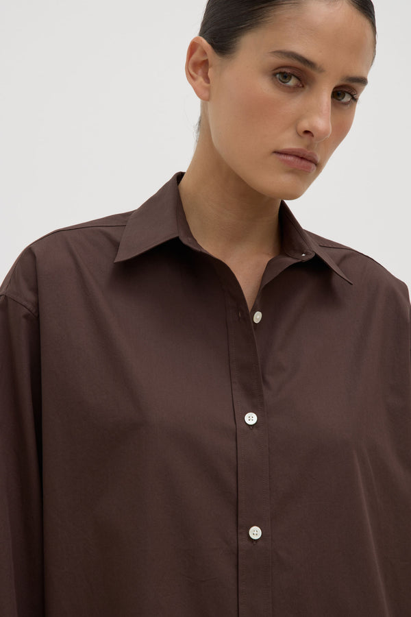 Assembly Label | Marigold Poplin Long Sleeve Shirt - Ganache