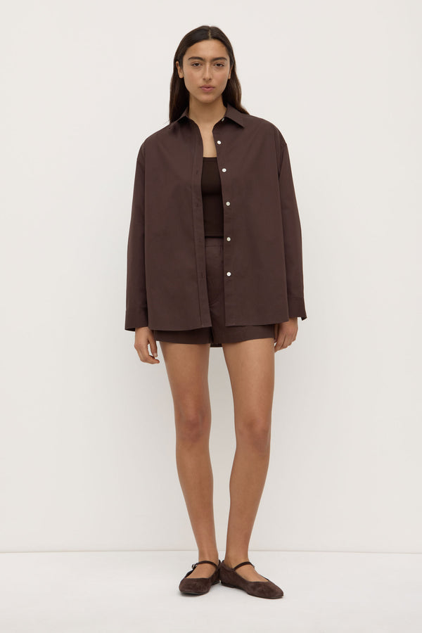 Assembly Label | Marigold Poplin Long Sleeve Shirt - Ganache