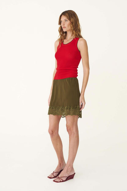 Rowie The Label | Marina Silk Mini Skirt - Olive
