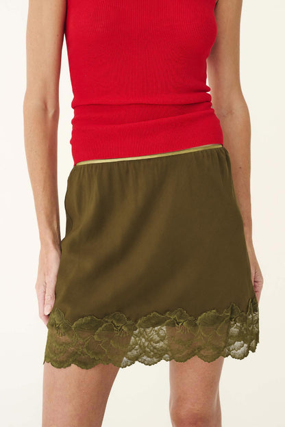 Rowie The Label | Marina Silk Mini Skirt - Olive