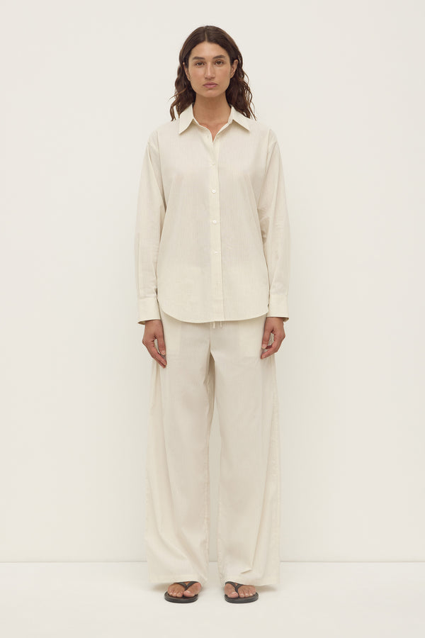 Assembly Label | Marina Stripe Fitted Shirt - White/Grey