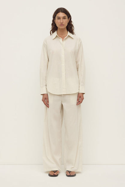 Assembly Label | Marina Stripe Fitted Shirt - White/Grey