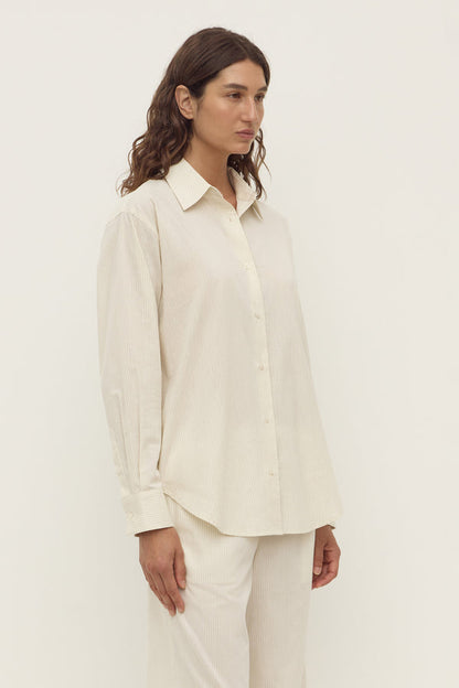 Assembly Label | Marina Stripe Fitted Shirt - White/Grey