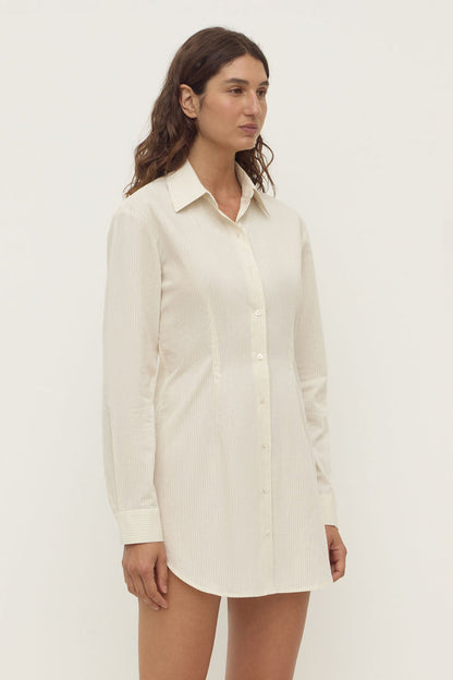 Assembly Label | Marina Stripe Long Sleeve Shirt Dress - White/Grey