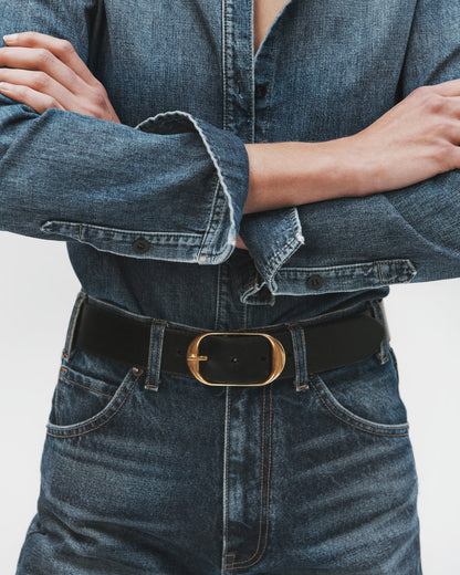 Nili Lotan | Nili Belt - Black With Antique Brass Buckle