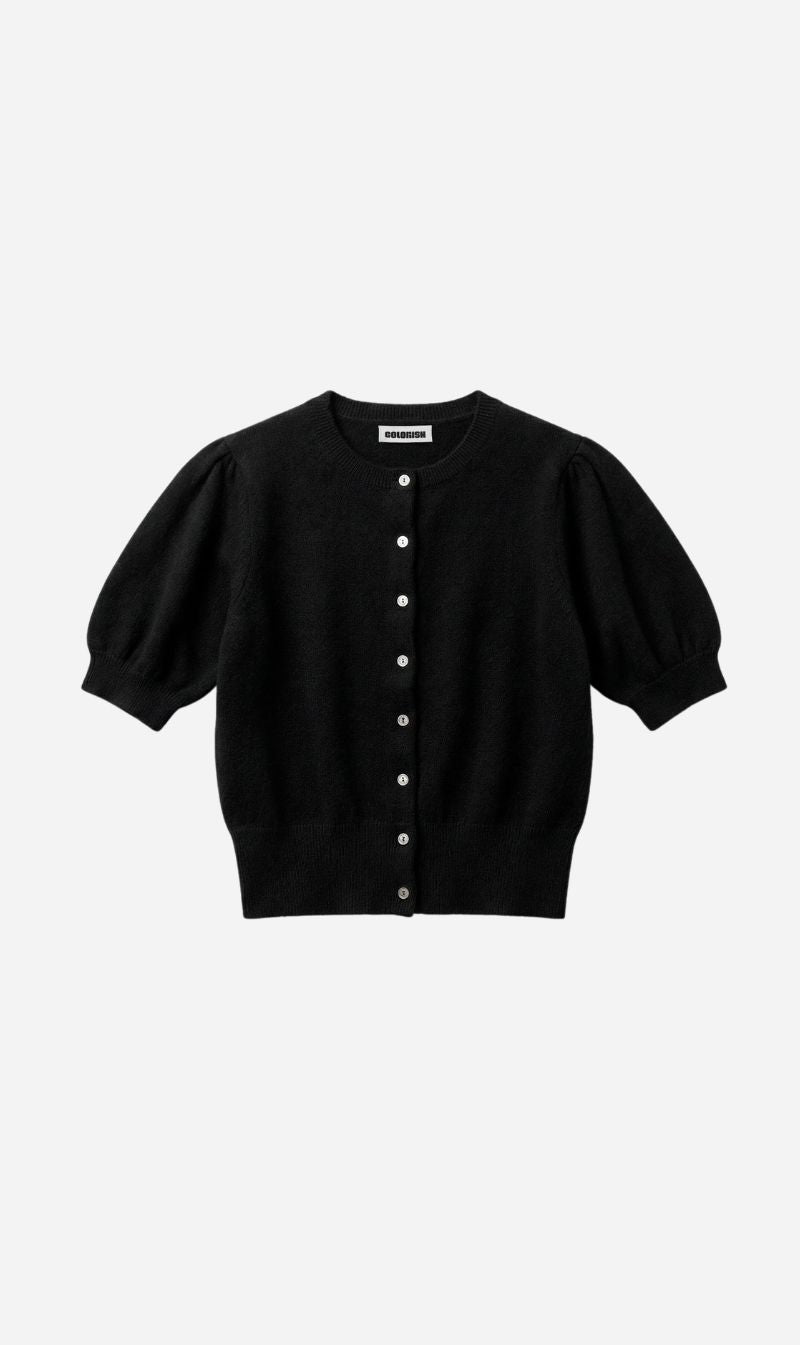 Crush | Baja Bliss Puff Button Top - Black