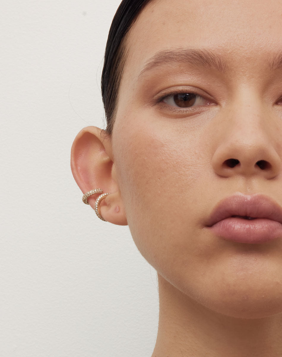 Meadowlark | Halo Ear Cuff Triple Pave Small - Yellow Gold