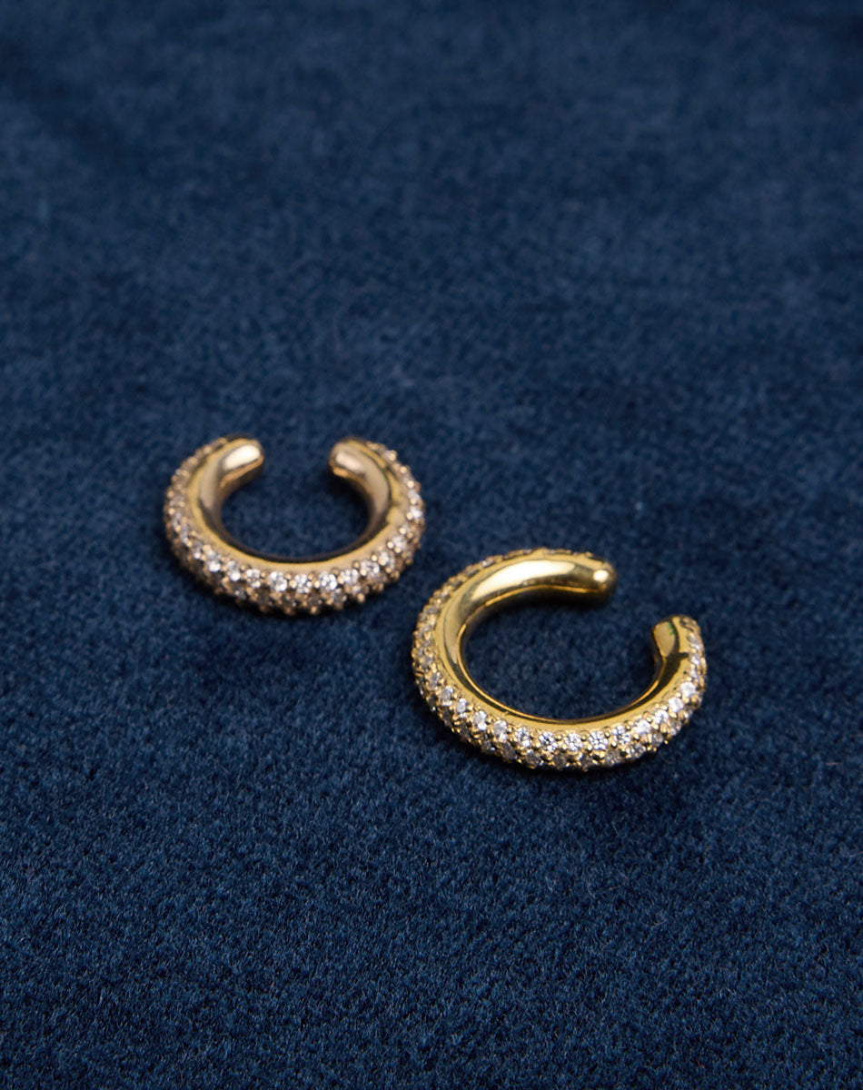 Meadowlark | Halo Ear Cuff Triple Pave Small - Yellow Gold