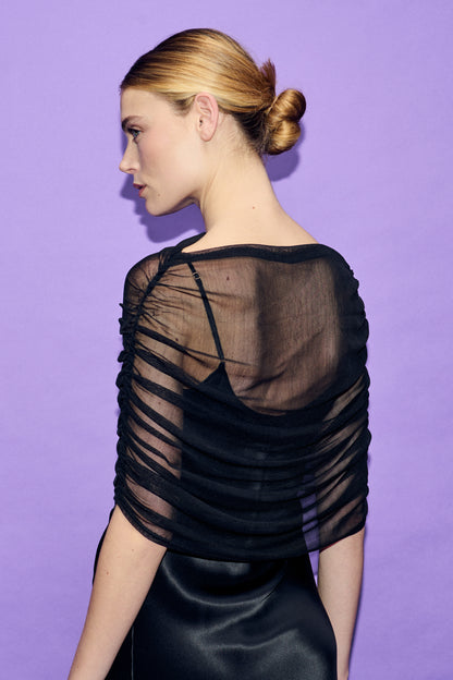 Silk Laundry | Mesh Cape - Black