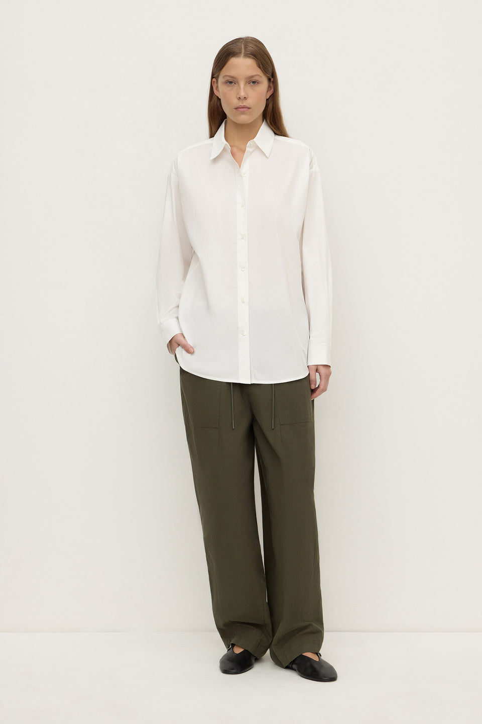 Assembly Label | Micha Poplin Long Sleeve Shirt - White