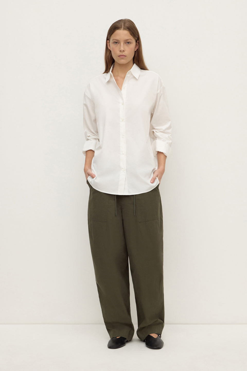 Assembly Label | Micha Poplin Long Sleeve Shirt - White