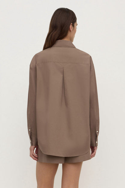 Assembly Label | Micha Poplin Long Sleeve Shirt - Dark Sand