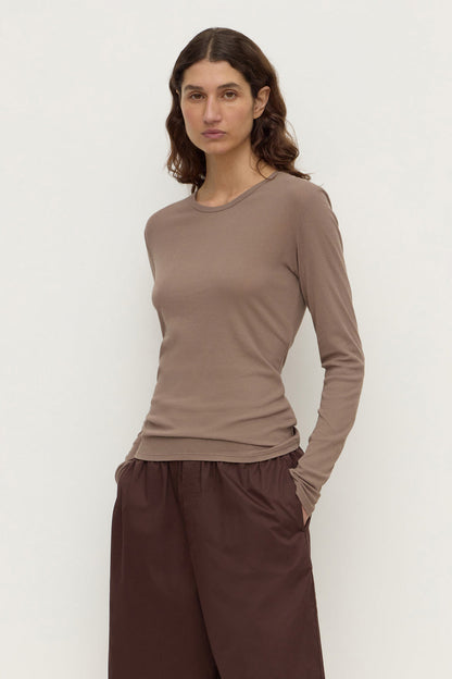 Assembly Label | Mika Cotton Long Sleeve Tee - Dark Sand