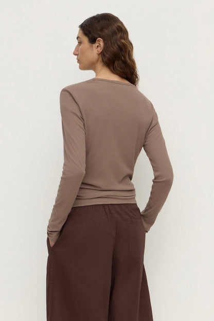 Assembly Label | Mika Cotton Long Sleeve Tee - Dark Sand