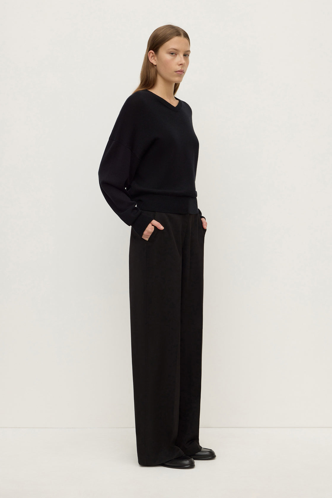 Assembly Label | Mira V Neck Sweater - Black