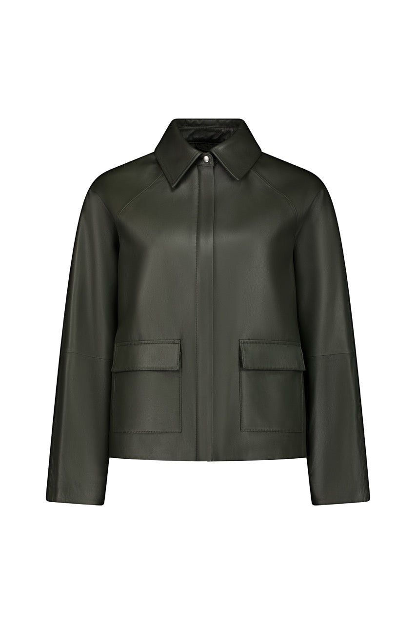 Rebe | Mo Leather Jacket - Olive