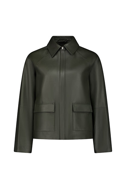Rebe | Mo Leather Jacket - Olive