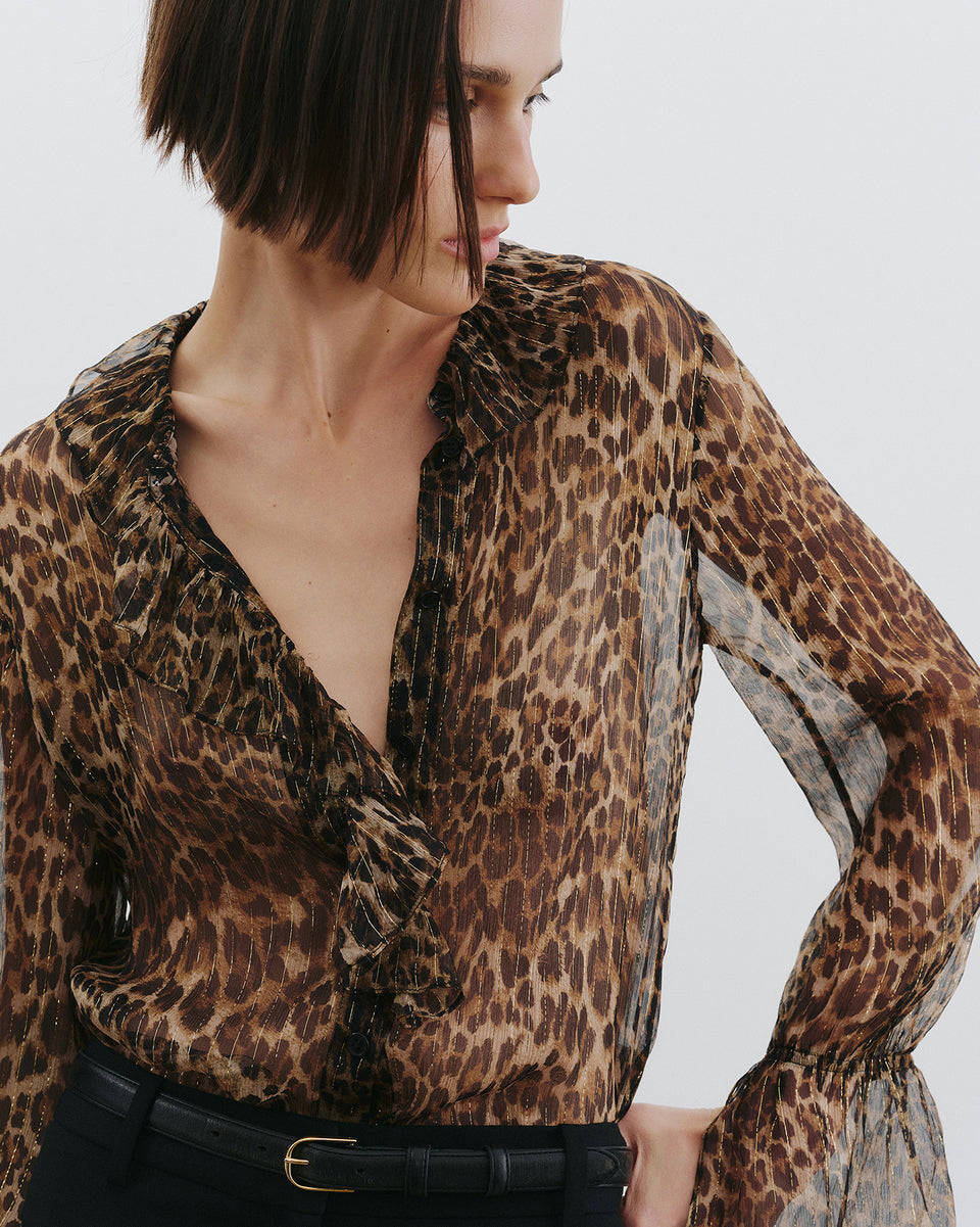 Nili Lotan | Cecily Shirt - Lurex Leopard
