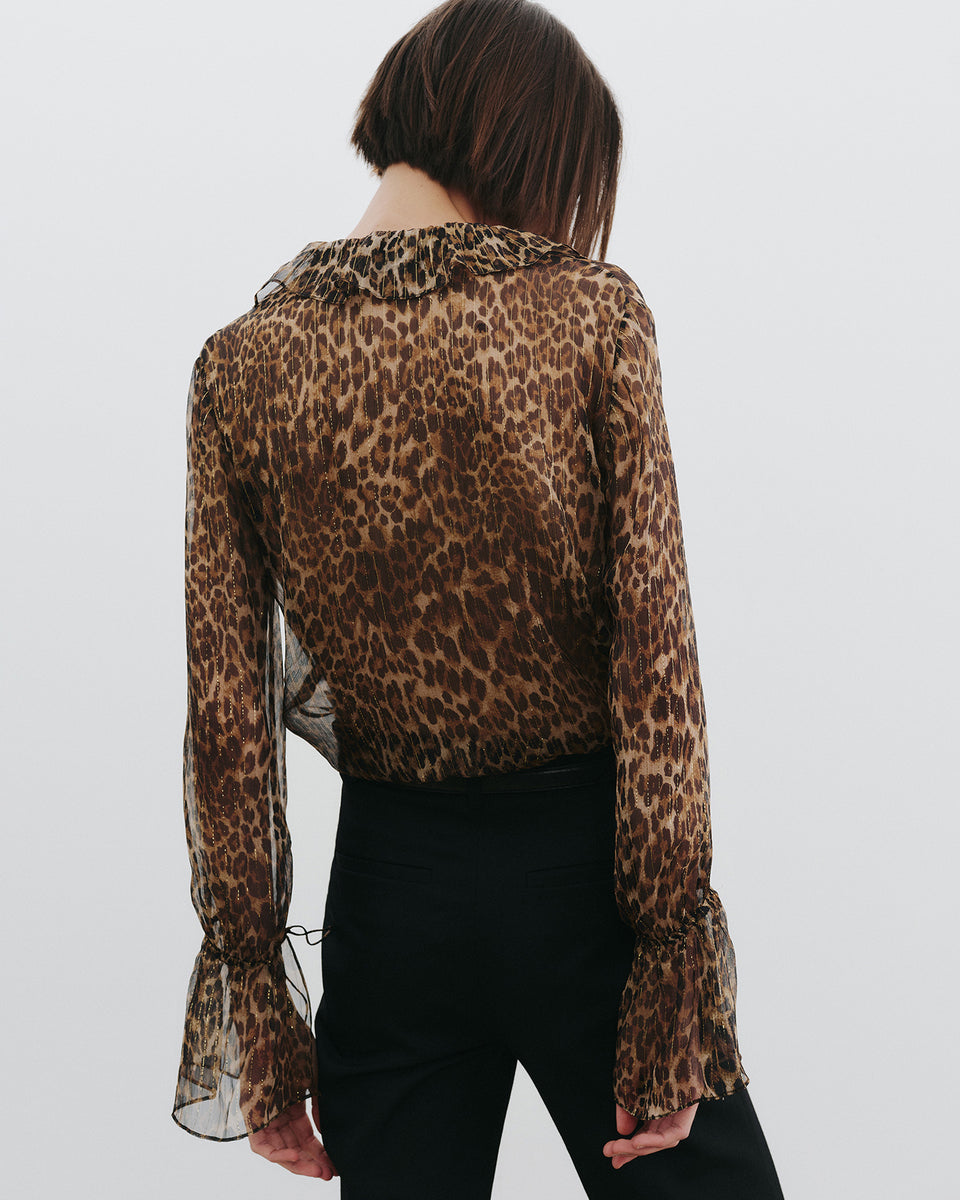 Nili Lotan | Cecily Shirt - Lurex Leopard