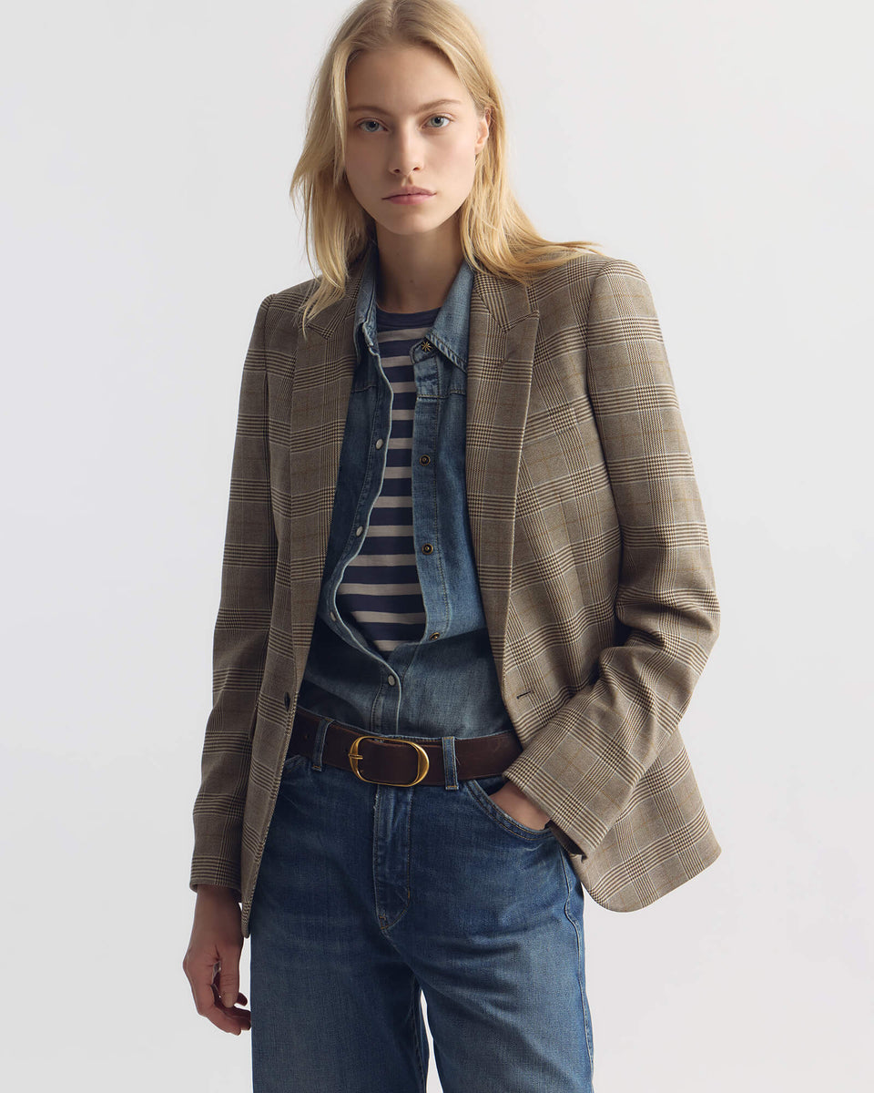 Nili Lotan | Anabel Tailored Jacket - Grey / Ochre Check