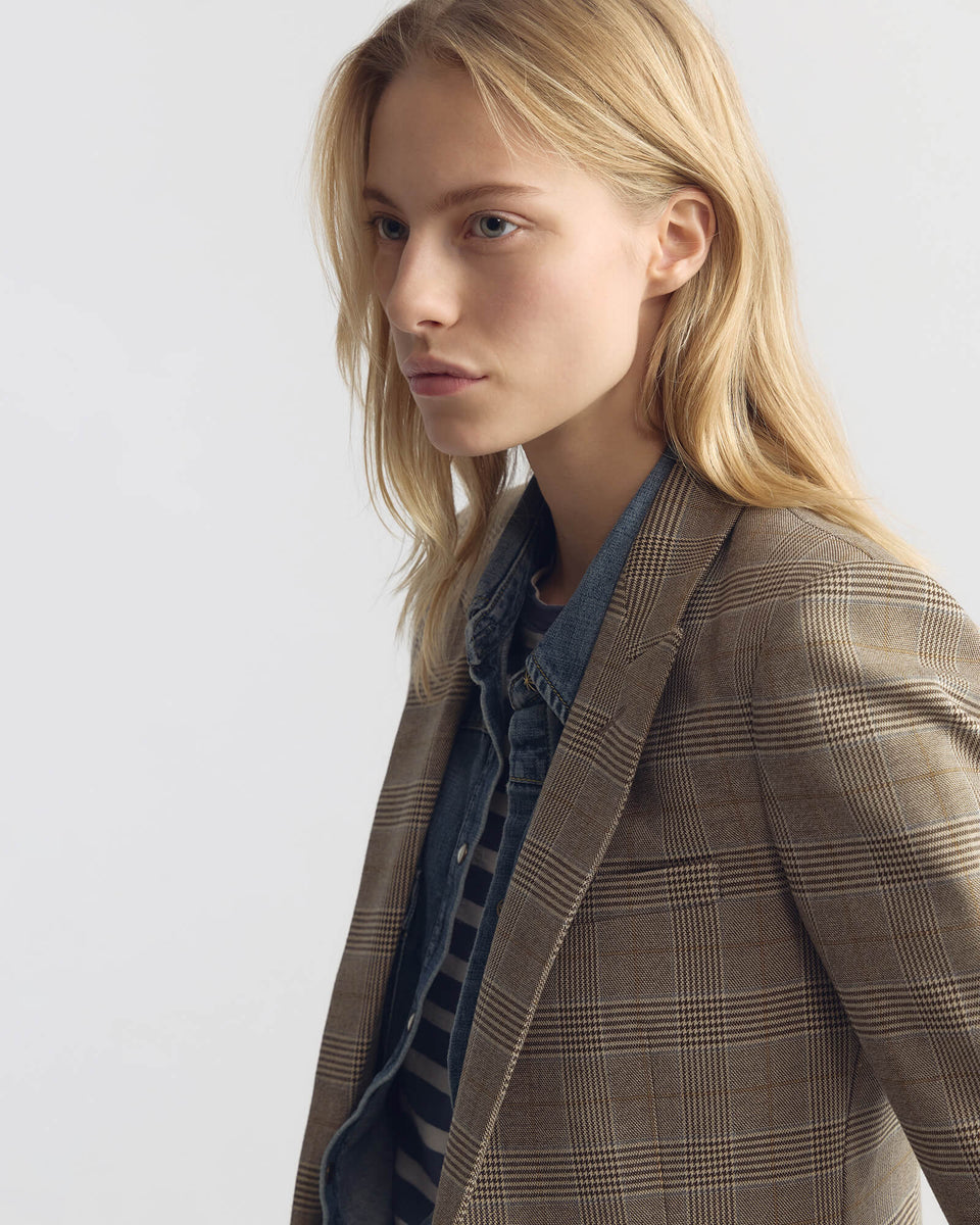 Nili Lotan | Anabel Tailored Jacket - Grey / Ochre Check