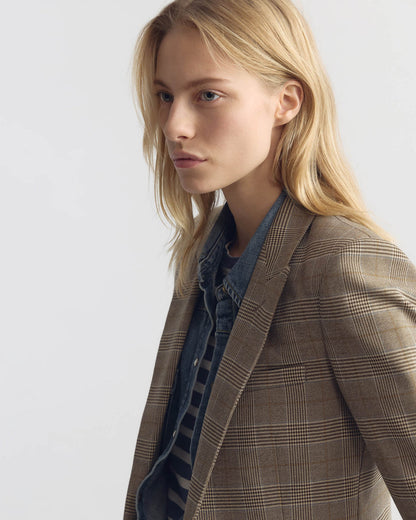Nili Lotan | Anabel Tailored Jacket - Grey / Ochre Check