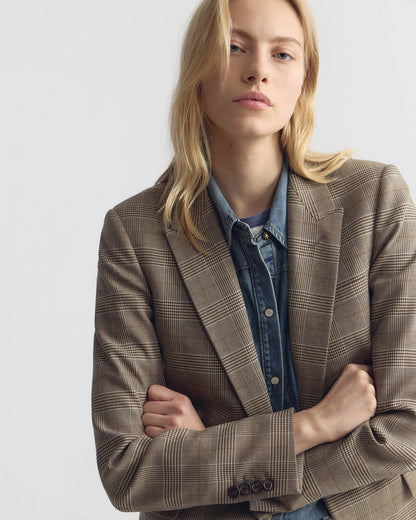 Nili Lotan | Anabel Tailored Jacket - Grey / Ochre Check