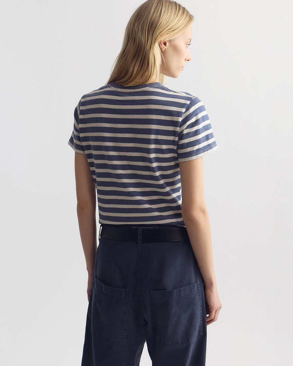 Nili Lotan | Lana Crewneck Tee - French Blue / Off White Stripe