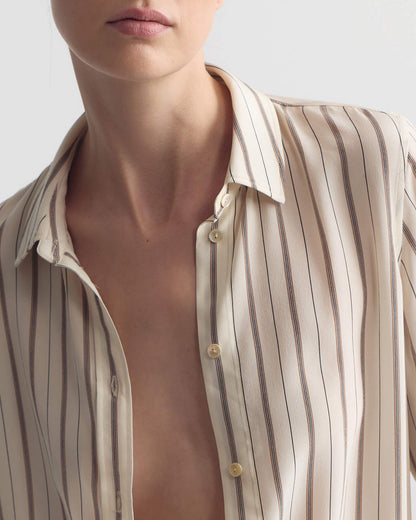 Nili Lotan | Gaia Slim Shirt - Brandy Stripe