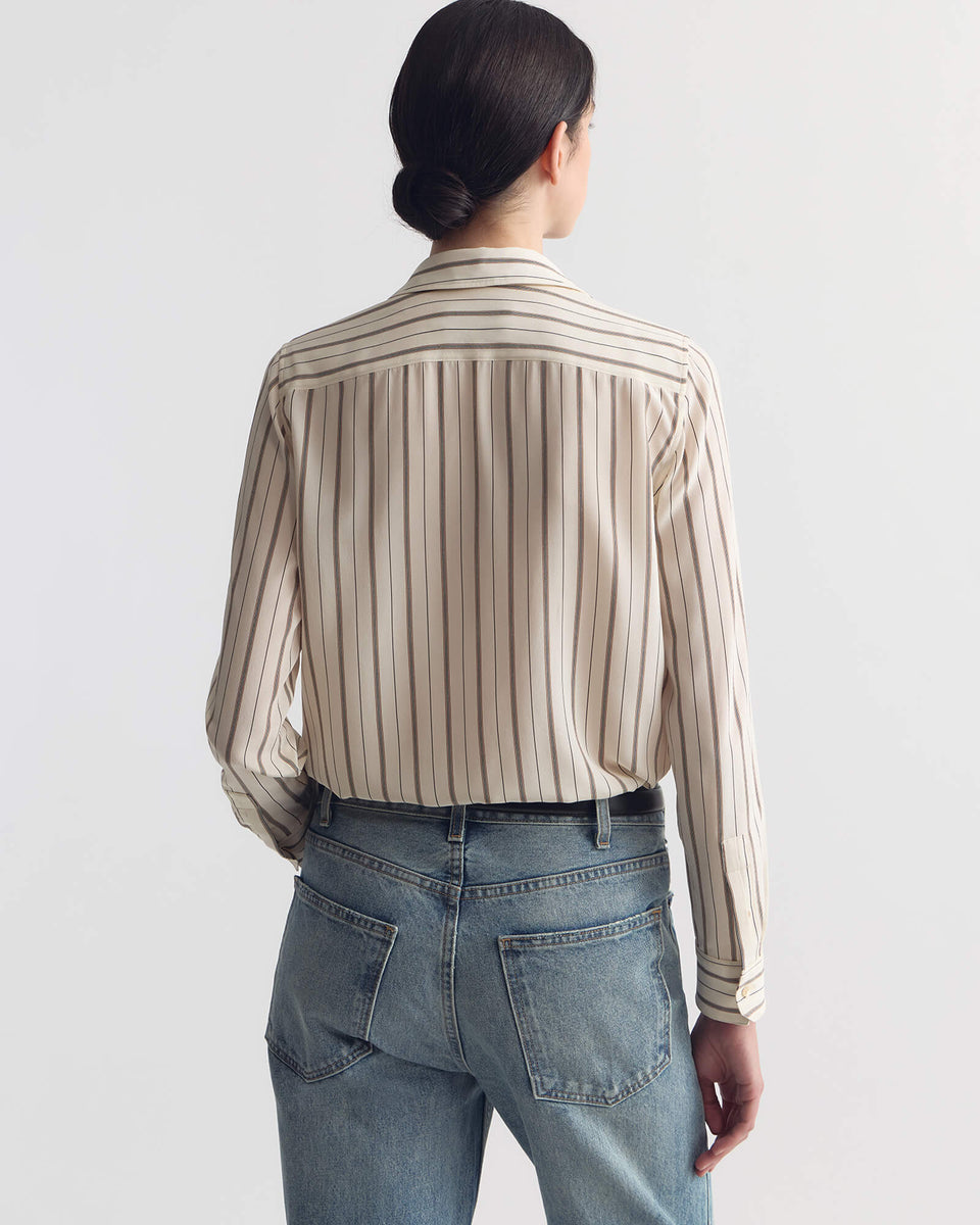 Nili Lotan | Gaia Slim Shirt - Brandy Stripe