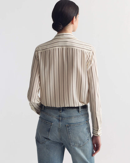 Nili Lotan | Gaia Slim Shirt - Brandy Stripe