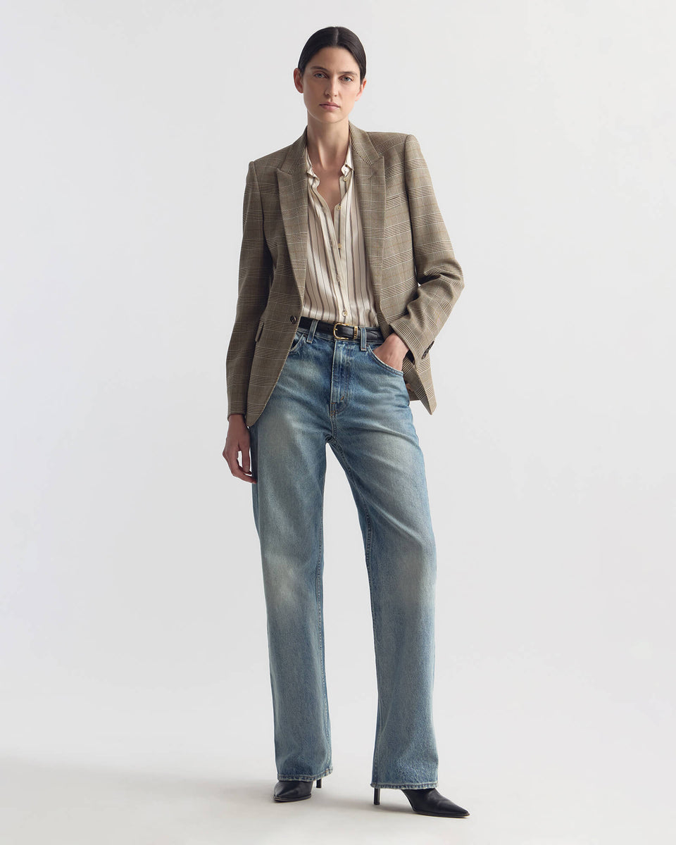 Nili Lotan | Gaia Slim Shirt - Brandy Stripe