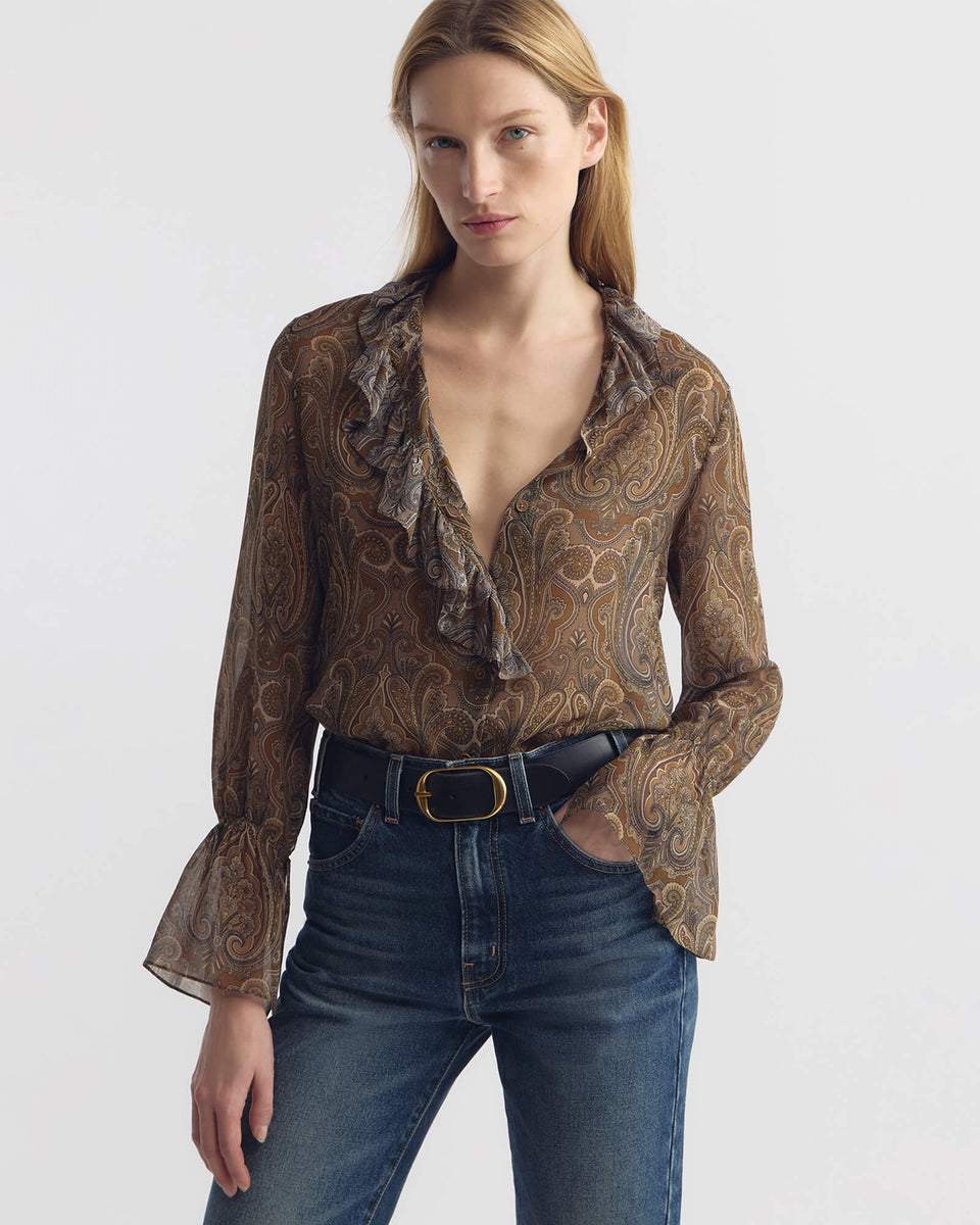 Nili Lotan | Cecily Shirt - Khaki Paisley