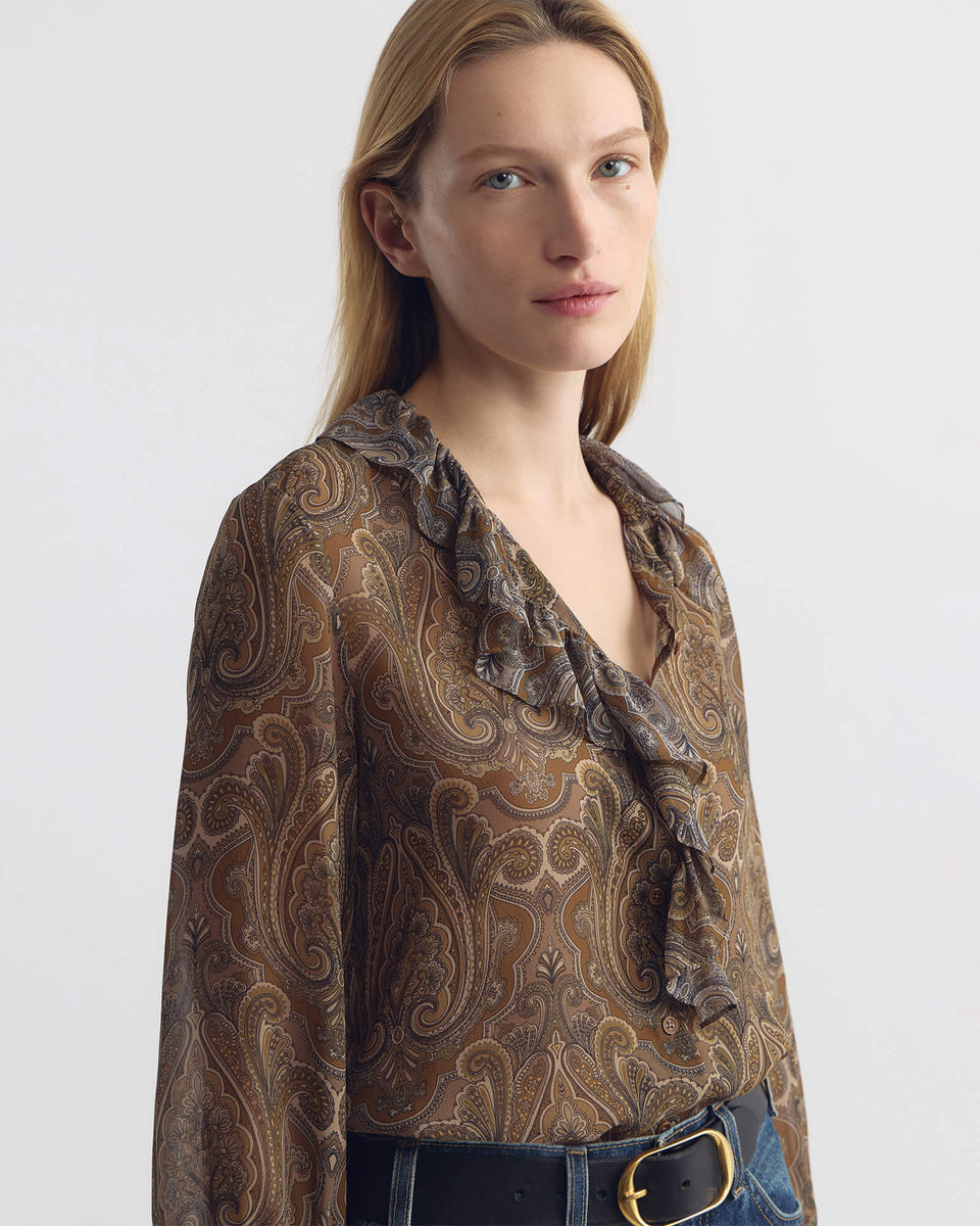 Nili Lotan | Cecily Shirt - Khaki Paisley