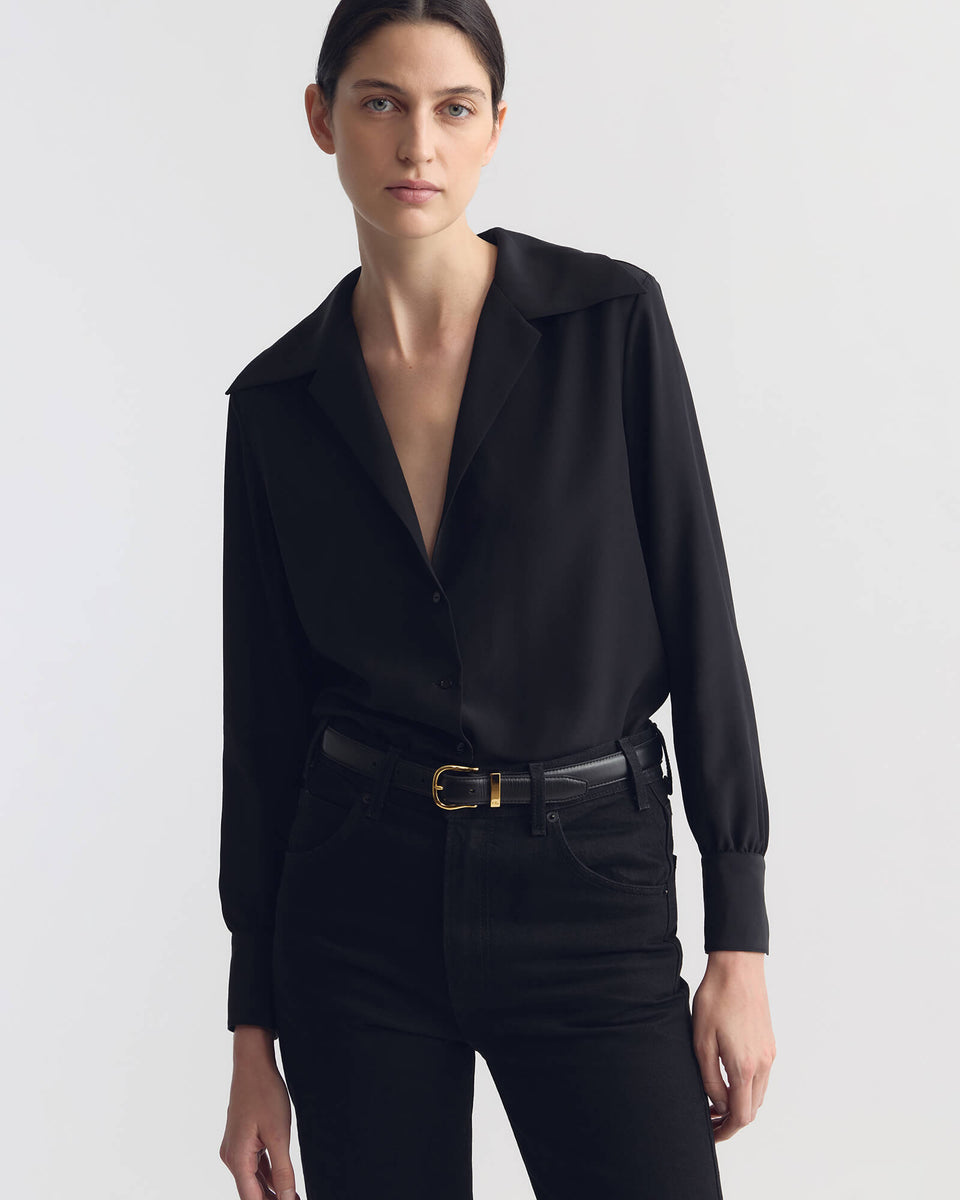 Nili Lotan | Joxe Silk Blouse - Black