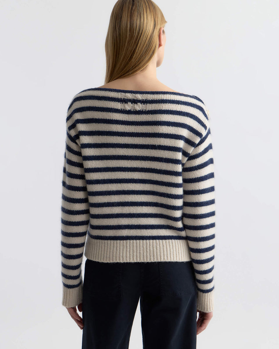 Nili Lotan | Tandy Sweater - Ivory / Marine Stripe