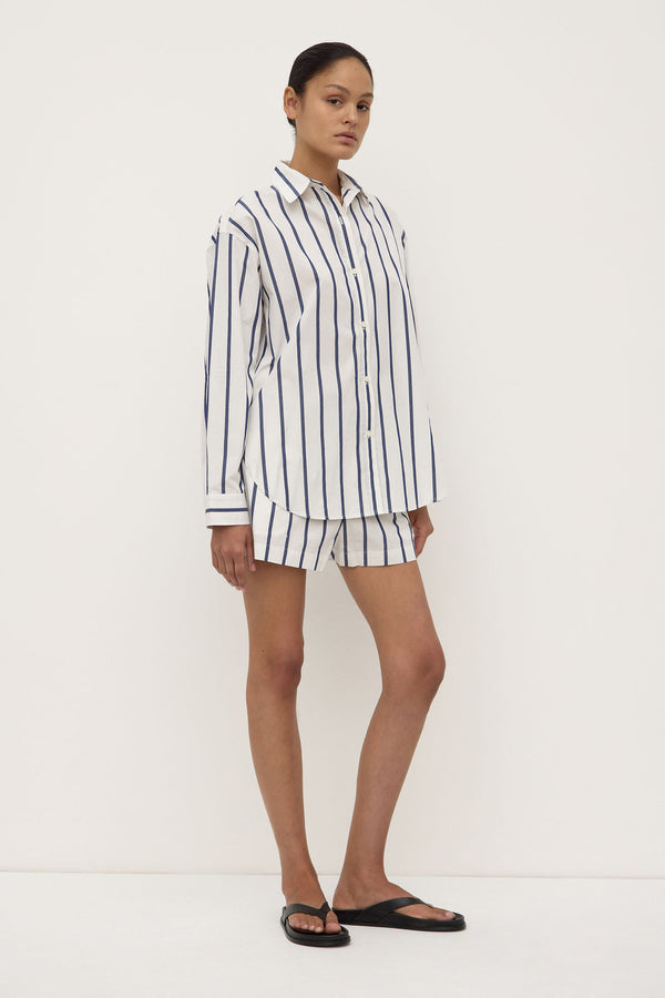 Assembly Label | Nara Stripe Ls Shirt - White/True Navy