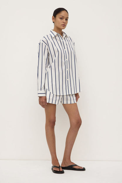 Assembly Label | Nara Stripe Ls Shirt - White/True Navy