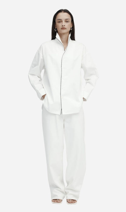 Rebe | Piped Shirt - White