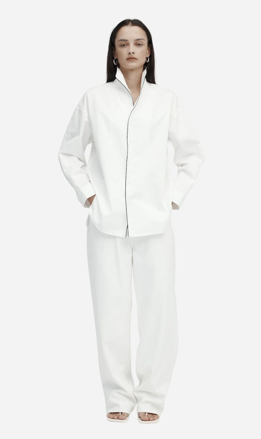 Rebe | Piped Shirt - White