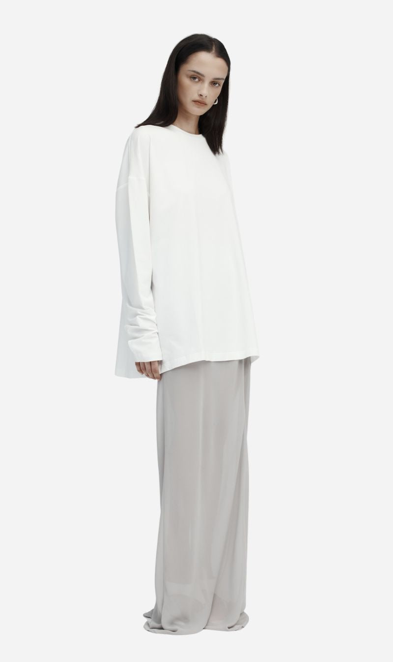 Rebe | Long Sleeve Drop T.Shirt - White