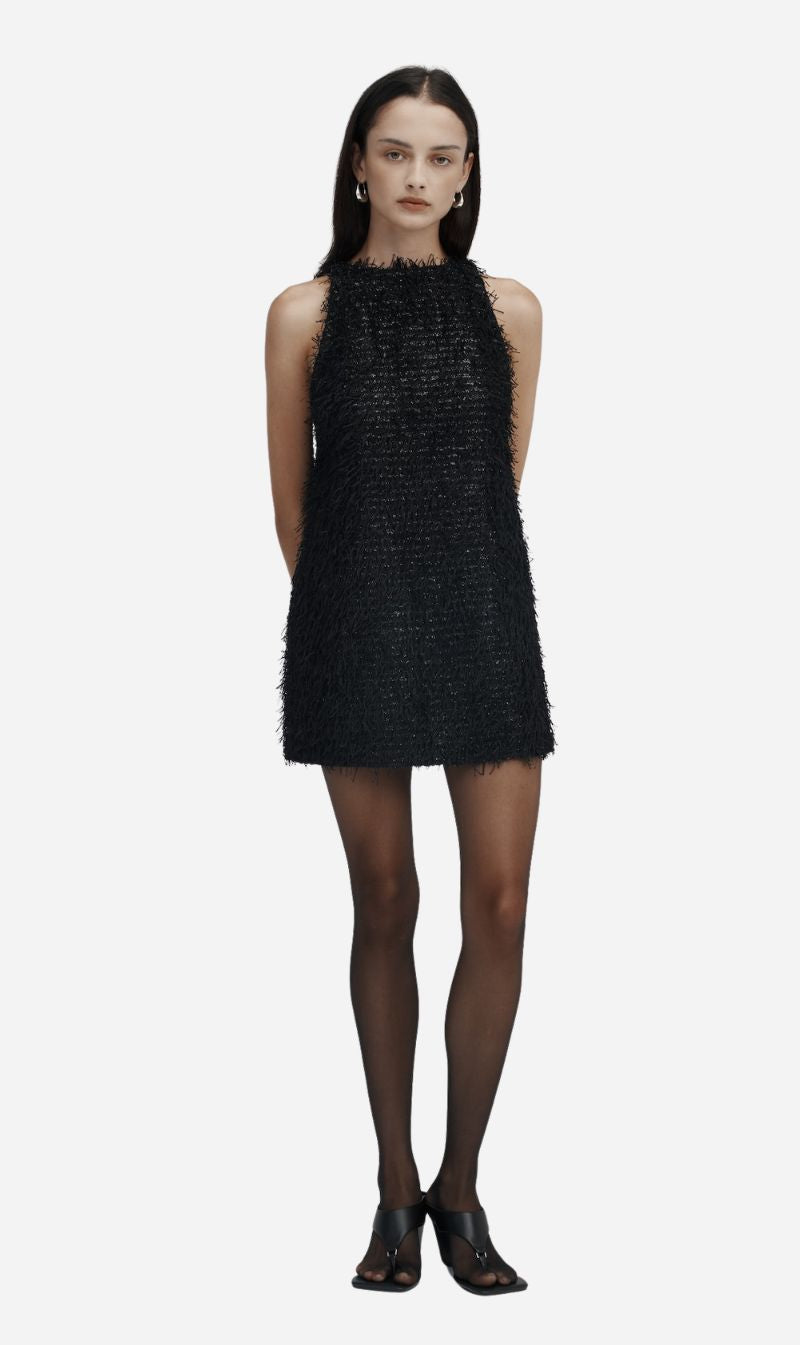 Rebe | Fringed Mini Dress - Black
