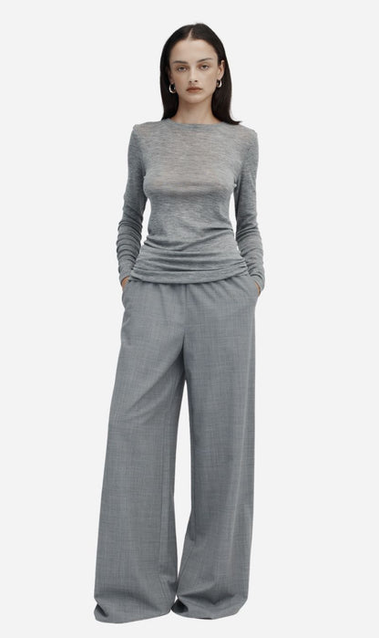 Rebe | Ruched Longsleeve Merino - Grey