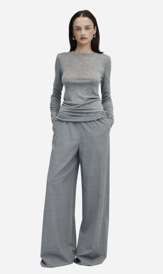 Rebe | Ruched Longsleeve Merino - Grey