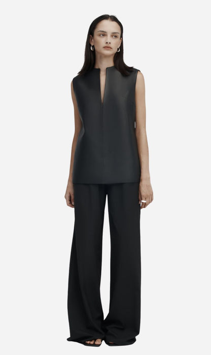 Rebe | Leather Vest - Black