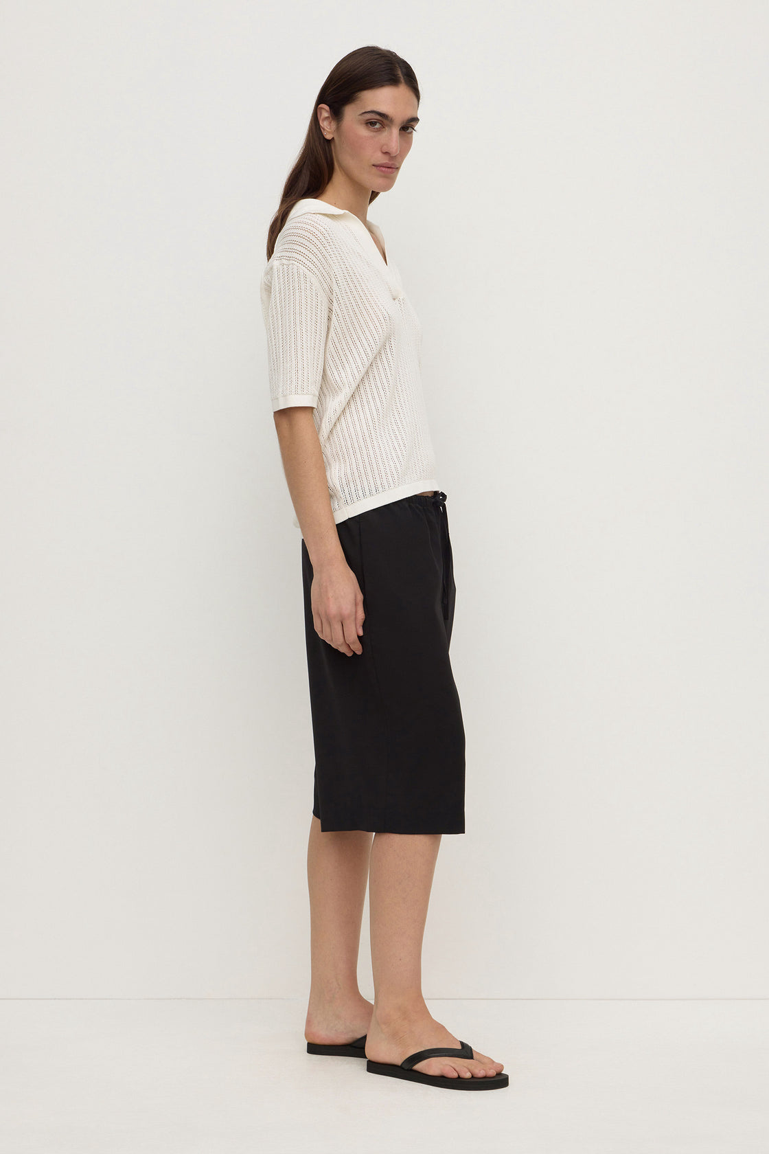 Assembly Label | Nina Cotton Knit Polo - Antique White