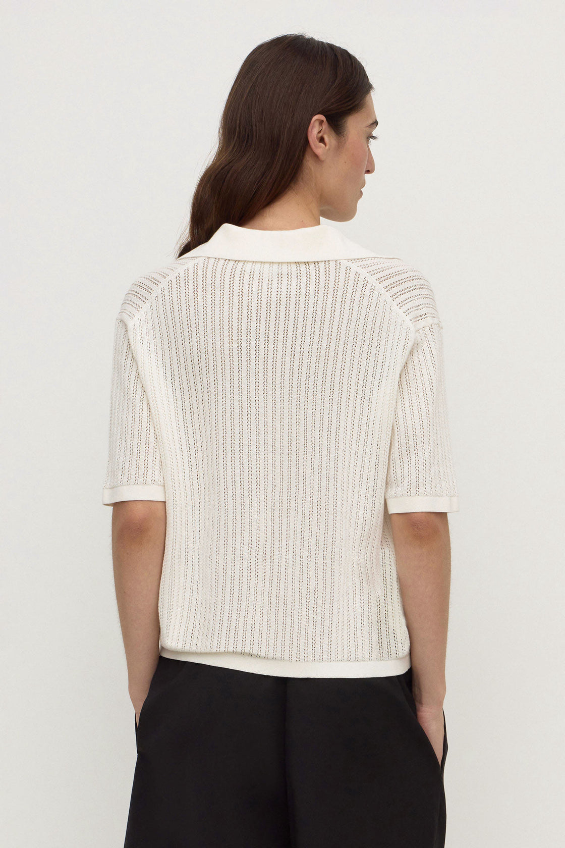 Assembly Label | Nina Cotton Knit Polo - Antique White