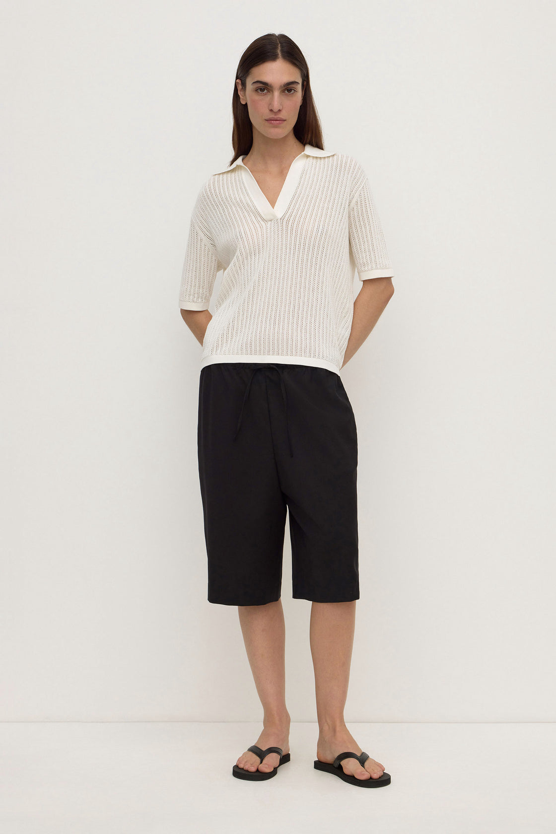 Assembly Label | Nina Cotton Knit Polo - Antique White